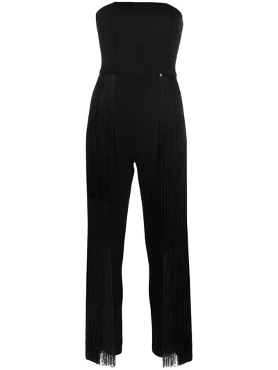Nissa Fringed-waist Jumpsuit In Schwarz