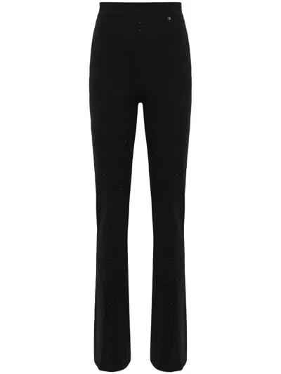 Nissa Rhinestone-embellished Slim-fit Trousers In Black