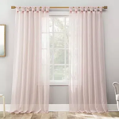 No. 918 Krista Tab Top Sheer Single Curtain Panel In Pink