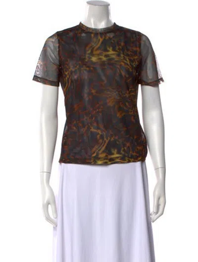 Pre-owned No.6 Animal Print Crew Neck T-shirt In Brown