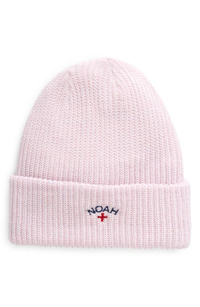 Noah Core Logo Embroidered Rib Beanie In Pink/ Blue