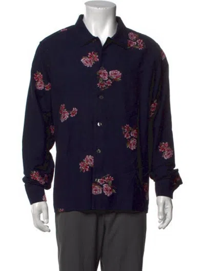 Pre-owned Noah Floral Print Long Sleeve Shirt In Blue