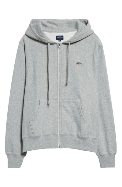 Noah Lightweight Cotton Zip Hoodie In Heather Grey