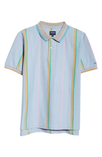 Noah Season One Stripe Cotton Polo In Blue/tan/green/pink Stripe