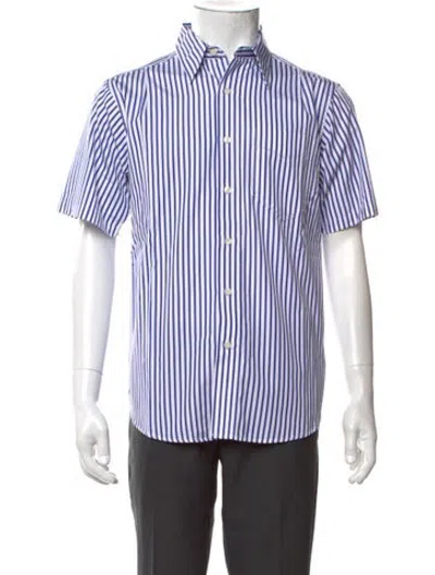 Pre-owned Noah Striped Short Sleeve Dress Shirt In White