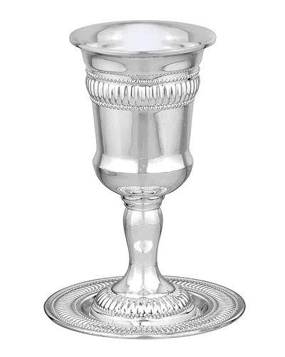 Noble Gift Bt Shalom Exquisite Silver Plated Wine Goblet With Tray For Shabbat, Passover