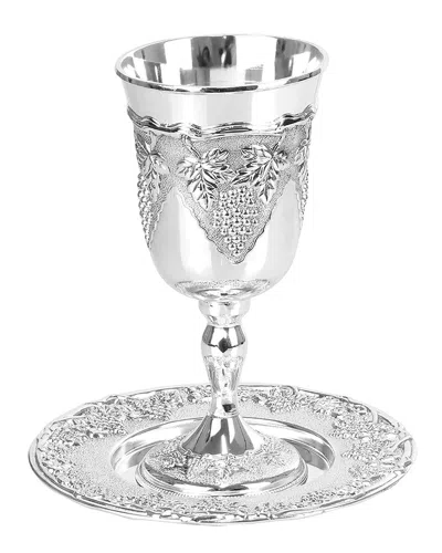 Noble Gift Bt Shalom Exquisite Wine Goblet With Coordinating Tray For Shabbat, Passover