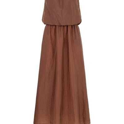 Nocturne One Shoulder Dress With Accessory Detail In Brown