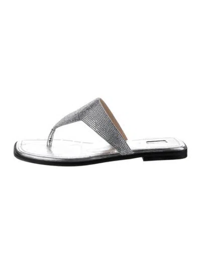 Pre-owned Nodaleto Leather Flip Flops In Metallic/silver