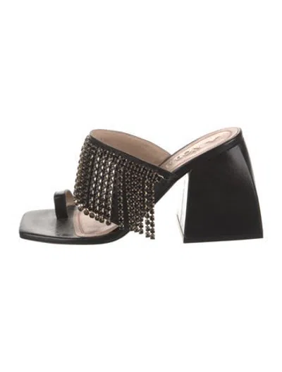 Pre-owned Nodaleto Leather Slides In Black