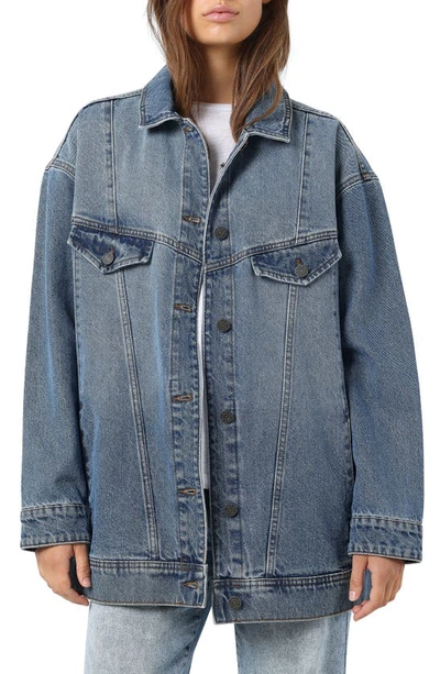 Noisy May Casie Oversize Denim Jacket In Medium Blue Denim