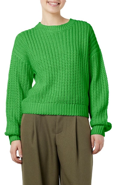 Noisy May Charlie Chunky Crewneck Jumper In Classic Green