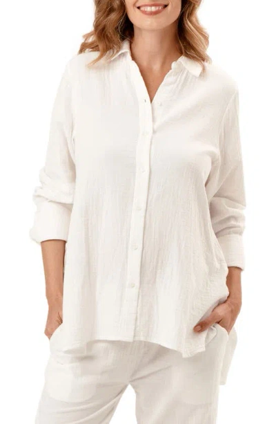 Nom Maternity The Everyday Gauze Maternity Button-up Shirt In White