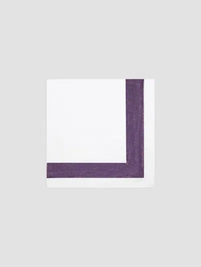 Nomi K Shimmer Border Linen Napkin In White