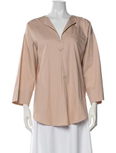 Pre-owned Nomia V-neck Three-quarter Sleeve Top In Pink