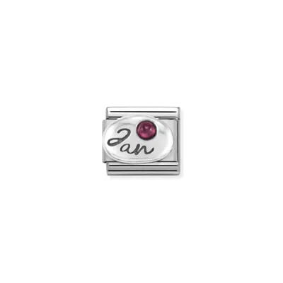 Nomination Unisex Birth Stones Links Bracelet In January Garnet Silver In Red