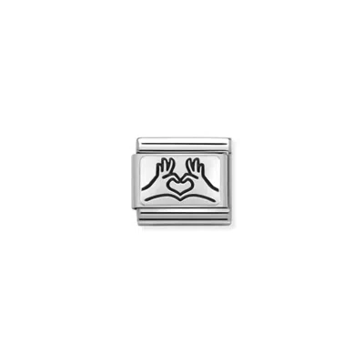 Nomination Unisex Love Composable Classic Links In Hands To Heart In Silver