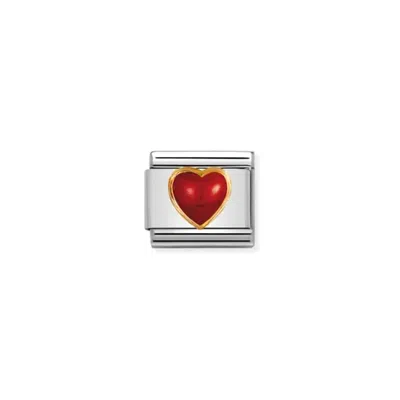 Nomination Unisex Love Composable Classic Links In Red Heart/gold/silver