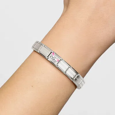 Nomination Women's Animals Links Bracelet In Pink And White Butterfly In Gold