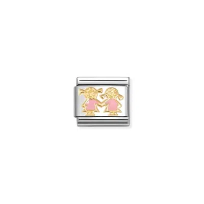 Nomination Women's Family Links Bracelet In Pink Sisters In Gold