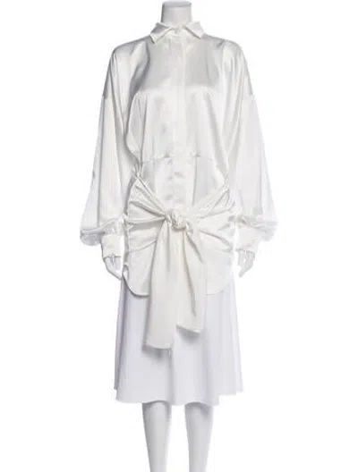 Pre-owned Nonchalant Long Sleeve Button-up Top In White