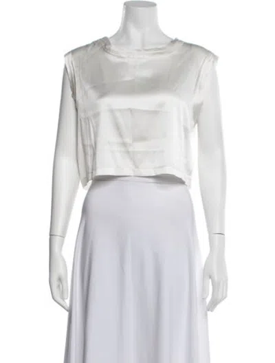 Pre-owned Nonchalant Silk Crew Neck Crop Top In White