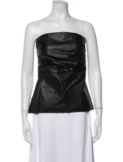 Pre-owned Nonchalant Vegan Leather Strapless Top In Black