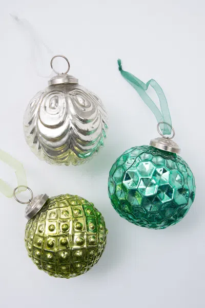 Noonday Metallic Glass Ornament Set Of 3 In Default Title
