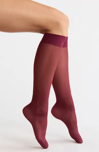 Nordstrom 3-pack Sheer Knee High Socks In Burgundy