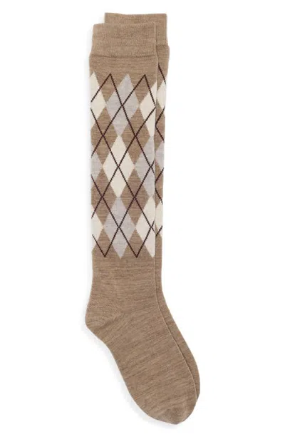 Nordstrom Argyle Wool Blend Knee High Socks In Brown