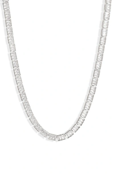 Nordstrom Baguette Cubic Zirconia Tennis Necklace In Clear- Silver