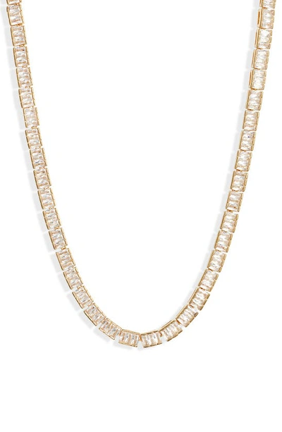 Nordstrom Baguette Cubic Zirconia Tennis Necklace In Clear- Gold