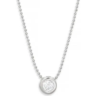 Nordstrom Bezel Cubic Zirconia Pendant Necklace In Clear- Silver