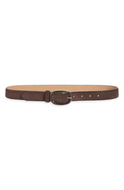 Nordstrom Cassidy Covered Buckle Suede Belt In Brown
