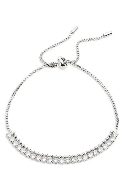 Nordstrom Cubic Zirconia Adjustable Tennis Bracelet In Silver