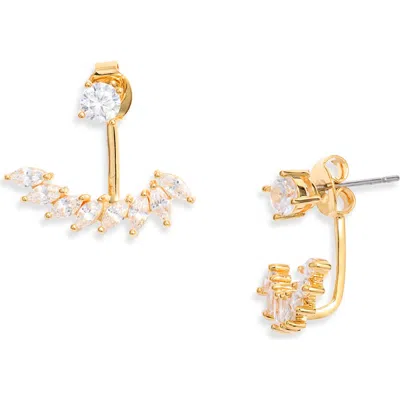 Nordstrom Cubic Zirconia Fan Ear Jacket Earrings In Gold