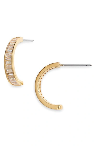 Nordstrom Cubic Zirconia Half Huggie Hoop Earrings In Clear- Gold