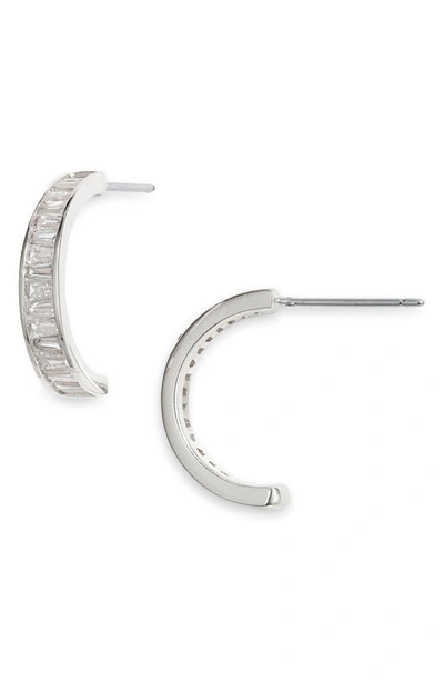 Nordstrom Cubic Zirconia Half Huggie Hoop Earrings In Clear- Silver