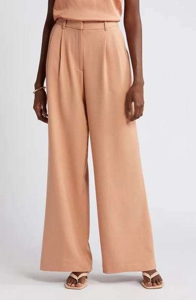 Nordstrom Double Pleat Wide Leg Pants In Tan Cork