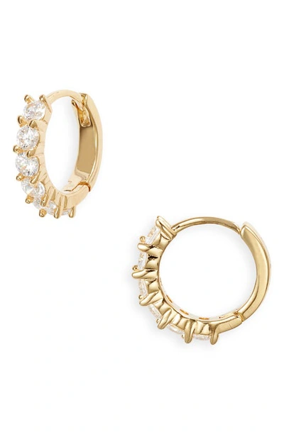 Nordstrom Everyday Cubic Zirconia Huggie Hoop Earrings In Clear- Gold