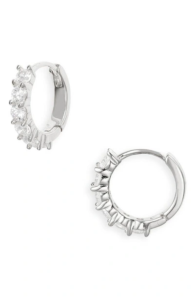 Nordstrom Everyday Cubic Zirconia Huggie Hoop Earrings In Clear- Silver