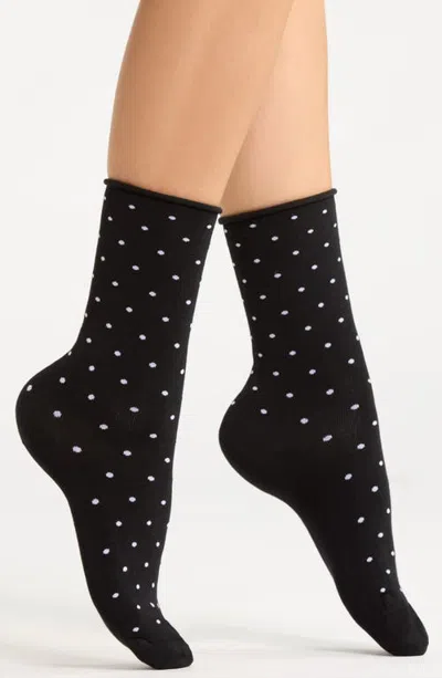 Nordstrom Everyday Rolltop Crew Socks In Black