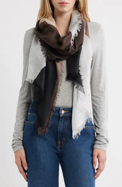 Nordstrom Eyelash Trim Print Cashmere & Silk Wrap In Black