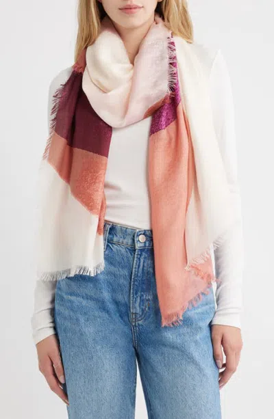 Nordstrom Eyelash Trim Print Cashmere & Silk Wrap In Multi