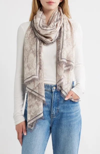 Nordstrom Eyelash Trim Print Cashmere & Silk Wrap In Neutral