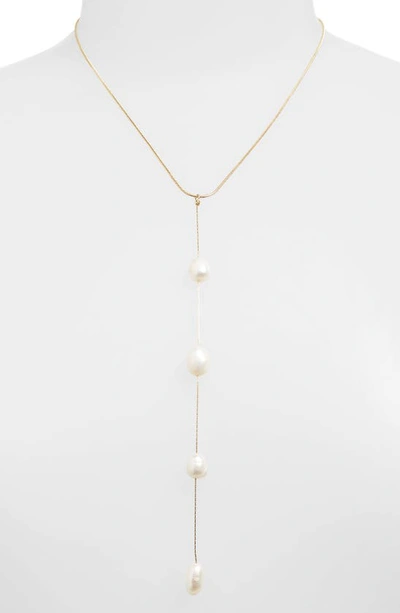 Nordstrom Freshwater Pearl Y-necklace In Gold