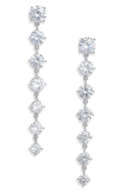 Nordstrom Graduated Cubic Zirconia Linear Drop Earrings In Silver