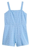 Nordstrom Kids' Eyelet Cotton Romper In Blue Frozen