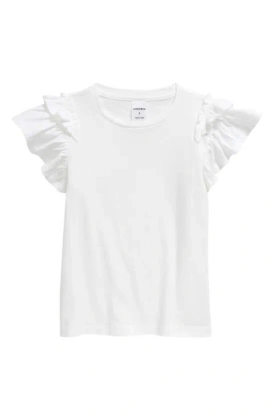 Nordstrom Kids' Flutter Sleeve Cotton T-shirt In White