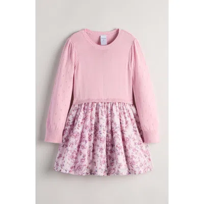 Nordstrom Kids' Mixed Media Dress In Pink